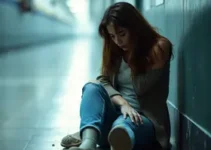 mulher escorregou e caiu em galeria